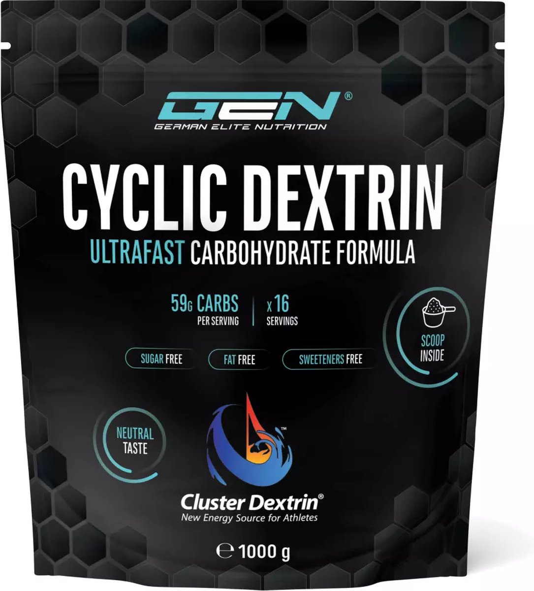 Goedkoopste Cyclic Dextrin - Cluster Dextrin® - 59 gram Koolhydraten per serving - 1000g - Snelle Koolhydraat formule - Sportprestatie - Wielervoeding