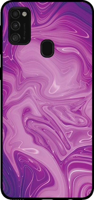 Smartphonica Coque de téléphone pour Samsung Galaxy M21 avec impression marbrée - Coque arrière en TPU design marbre - Violet / Back Cover adaptée pour Samsung Galaxy M21