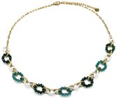 Ketting met Glaskralen - RVS - Lengte 39-44 cm - Groen