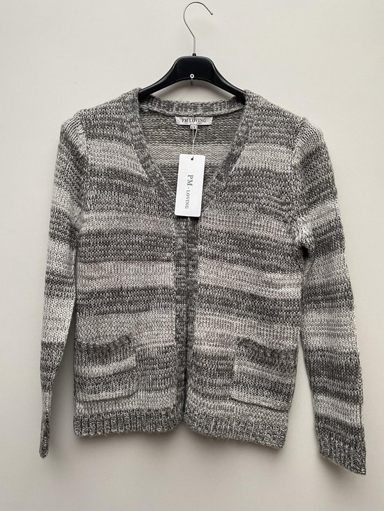 Cardigan tricoté pour enfant - fermeture crochet - gris - 14 ans