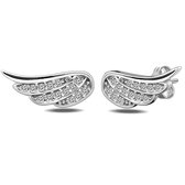 Juwelier Zwartevalk - Zilveren (gerhodineerd) engelen vleugel oorbellen 22.263--