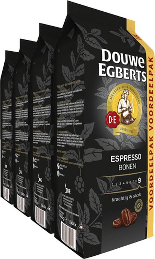 Douwe egberts espresso koffiebonen - extra grote verpakking 4 x 1000 gram