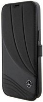 Mercedes-Benz Wave Pattern Book Case - Geschikt voor Apple iPhone 15 Pro (6.1") - Zwart