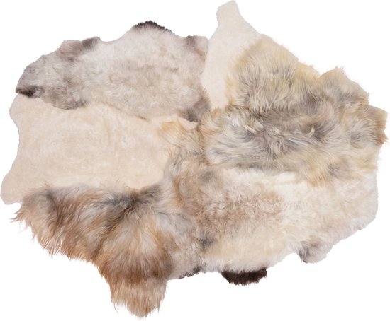 Tapis design en peau de mouton patchwork chiné 120 x 180 cm