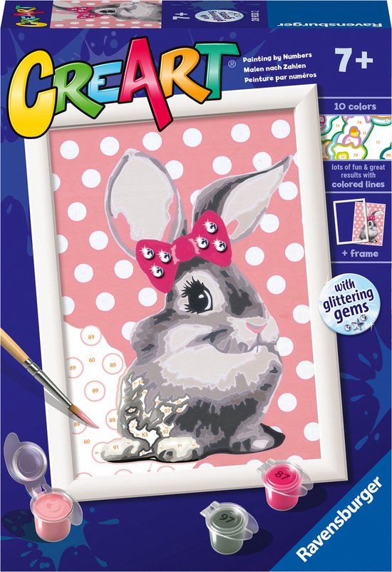 Ravensburger CreArt – Pintura Por Números Gatito Y Perrito, Kit Completo Con Marco Para Niños De 9 Años
