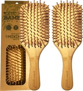 2 x natuurlijke haarborstel van bamboe, milieuvriendelijke borstel met natuurlijke haren voor natuurlijk mooi haar, voor mannen, vrouwen en kinderen, 100% veganistisch (2 stuks - multifunctionele borstel)