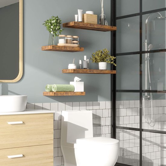 Wonninek 6 stuks bruine zwevende planken voor muur, 40 cm