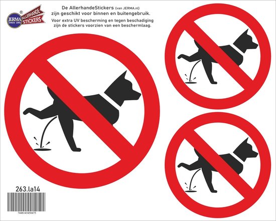 Honden verboden te plassen sticker set.