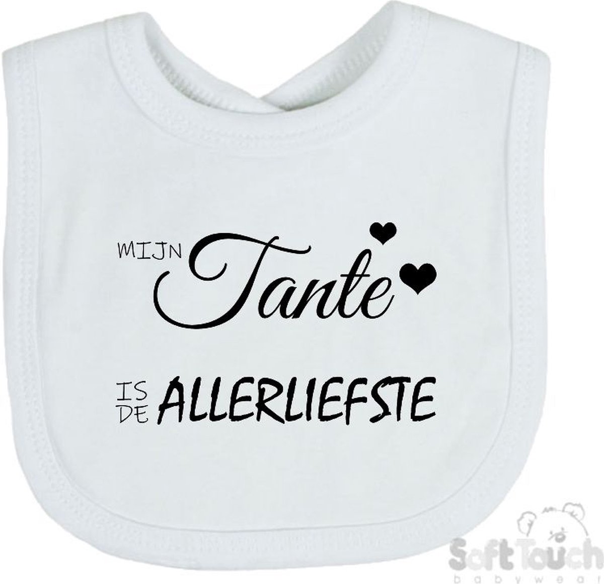 Goedkoopste Soft Touch Slabber Slabbetje Slab Mijn tante is de allerliefste Unisex Katoen Wit/zwart Maat 33x22 Cm