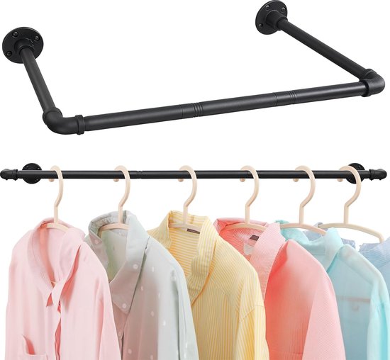 Kledingstang wandmontage - industriële stijl - voor binnen en buiten | bol
