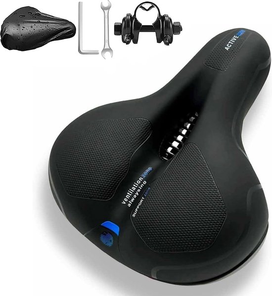 Cloud Comfort Pro 2.0 Fietszadel, comfortabel, zacht, traagschuim, met rode waarschuwingsstrepen en comfortabel, ademend, schokdempend met vering, voor heren, dames en kinderen, zwart rood Cloud Comfort Pro 2.0 Fietszadel, comfortabel, zacht, traagschuim, met rode waarschuwingsstrepen en comfortabel, ademend, schokdempend met vering, voor heren, dames en kinderen, zwart rood