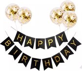 Happy Birthday slinger met 5 feest -ballonnen - Verjaardag versiering.