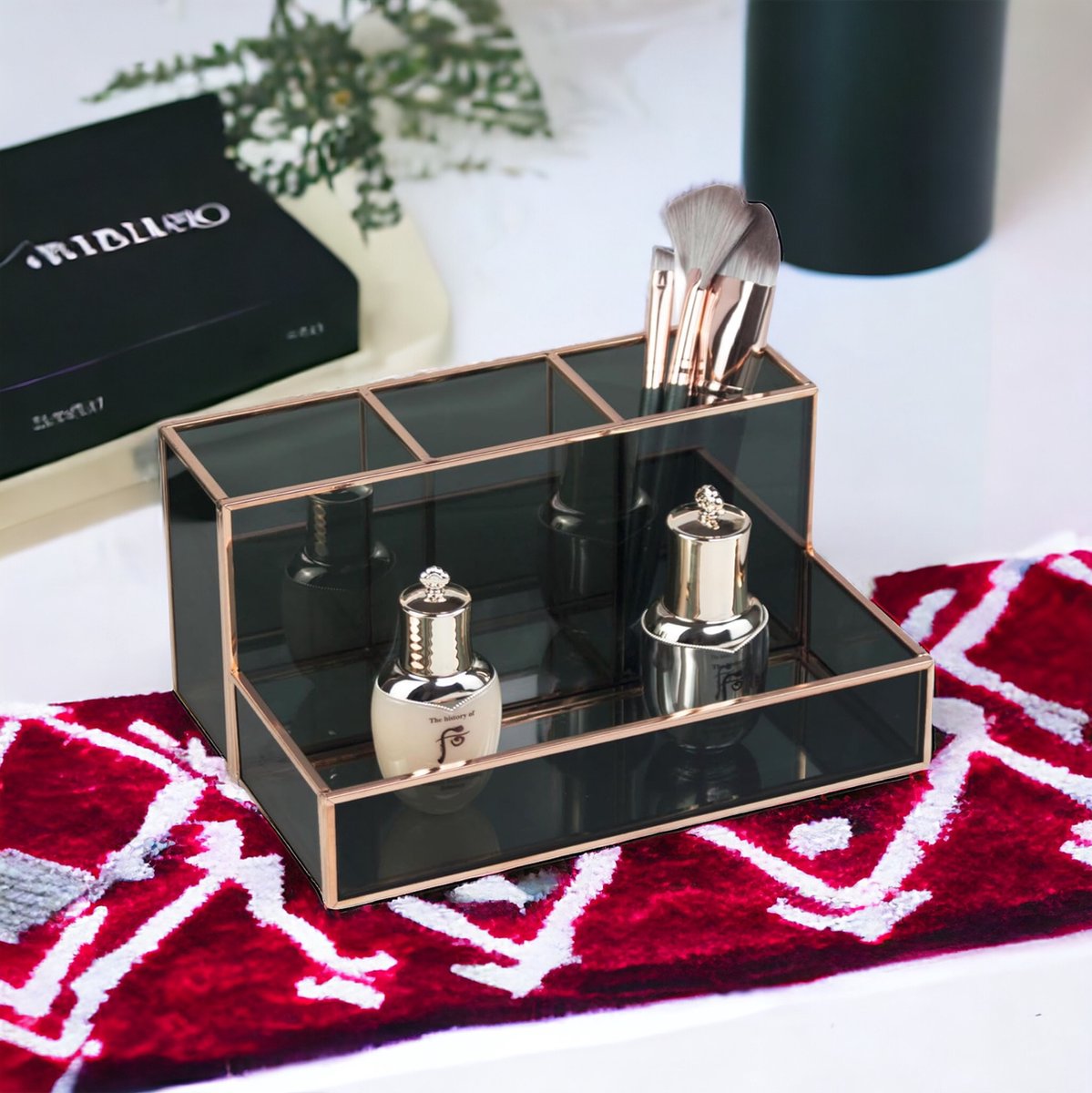 Gris, Boîte De Rangement Pour Pinceaux De Maquillage, 12 Porte-pinceaux