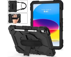 Mobigear SureGrip Xtreme Tablethoes geschikt voor Apple iPad 10 (2022) Hardcase Backcover + Schouderband + Standaard - Zwart