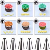 Spuitzakken voor eenmalig gebruik, set van 100 stuks spuitzakken + 6 spuitmonden + 1 taartkoppeling voor bakaccessoires taarten decoratie cupcakes