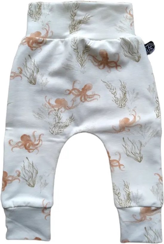 Pantalon Octopus - Crème/ Oranje - Broekiezzz - Taille 62 - Coton biologique