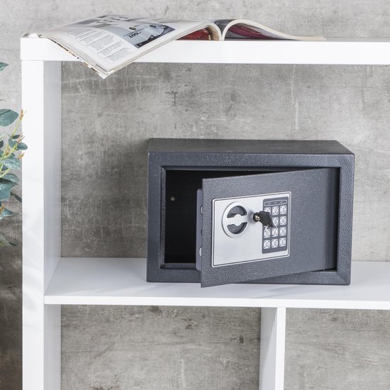 HI Safe avec serrure électrique 31x20x20 cm gris foncé