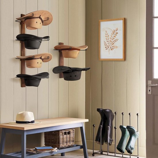 Porte-chapeaux Cowboy Mural En Bois - Support Pour Chapeaux Et Casquettes