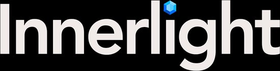 Innerlight logo: witte tekst 'Innerlight' met een kleine blauwe kubus op de letter 'i'.
