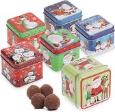 6x koektrommel, blik voor kerstkoekjes, kerstvoorraadpot met deksel, opbergdoos voor koekjes, snoep en cadeaus