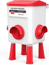 UniEgg® Feeder - 12 KG (Rood) - automatisch en innovatief 3 feeders, inclusief ophangset en poten - voerbak kip en ander pluimvee of gevogelte
