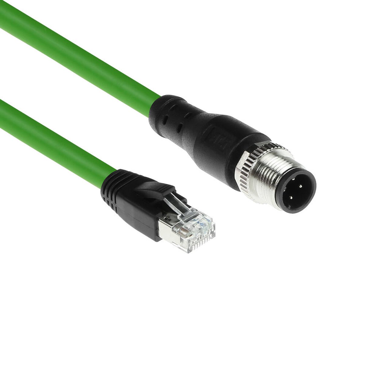 ACT SC4406 Industriële Sensorkabel | M12D 4-Polig Male naar RJ45 Male | Superflex Xtreme TPE kabel | Afgeschermd | IP67 | Groen | 1,5 meter