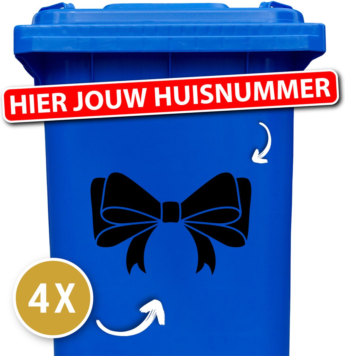 Container sticker - Variant: Strik - Kleur: Zwart - Aantal: 4 Stuks - Stickers volwassenen - Container stickers - sticker - stickers - 12345678910 - cadeau