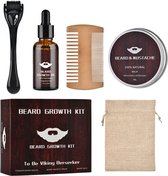 Kit de croissance de barbe P&P Goods - Peigne à barbe - Rouleau à barbe - Huile de barbe - Huile de barbe - Version Pro