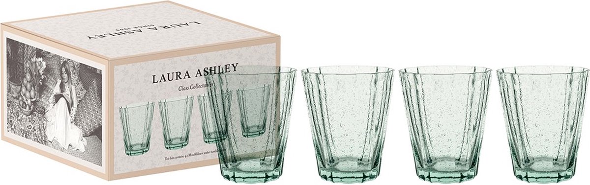 Laura Ashley Waterglazen set van 4 - Mondgeblazen - GiftSet - Helder 25 cl.