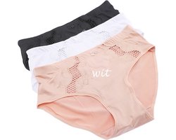 2 stuks Elegante dames slips met kant decoratie - maat XXXL - kleur WIT