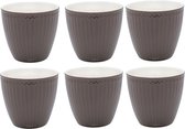 Set van 6x Stuks Beker (latte cup) GreenGate Alice donker Chocolade 300ml Ø 10cm