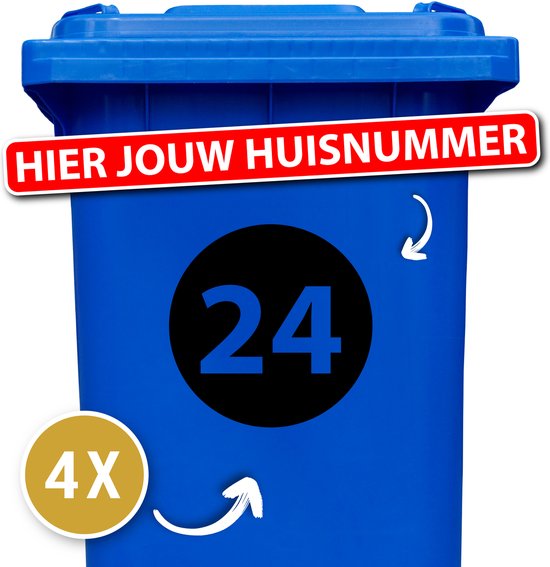 Cirkel - Container sticker - kliko sticker - Aantal: 4 Stuks - Zwart - Stickers volwassenen - Cijfer stickers - Container stickers - sticker - stickers