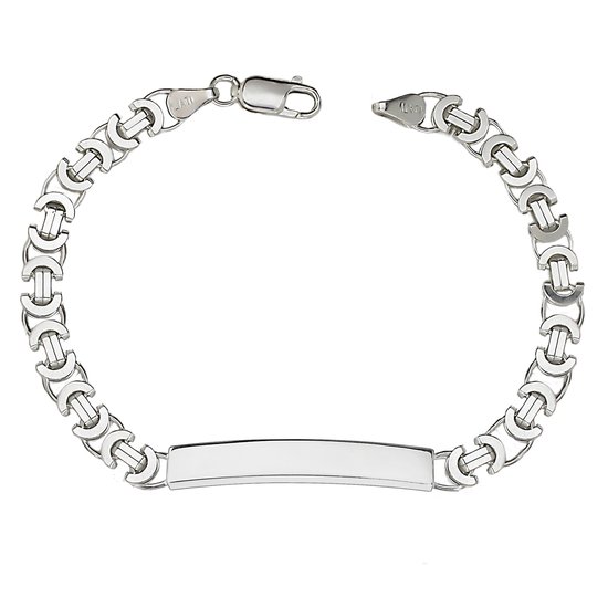 Juwelier Zwartevalk zilveren platte koningsschakel armband met graveerplaat - ET 60-T/21cm-