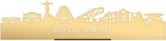 Standing Skyline Rio de Janeiro Goud Metallic - 60 cm - Woondecoratie design - Decoratie om neer te zetten en om op te hangen - Meer steden beschikbaar - Cadeau voor hem - Cadeau voor haar - Jubileum - Verjaardag - Housewarming - Interieur -