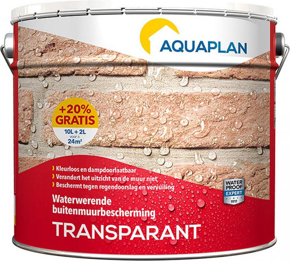 Aquaplan Transparant - Kleurloze bescherming voor niet geschilderde buitenmuren - 10 L + 2 L gratis