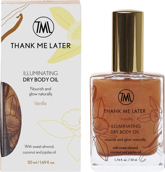 Thank me Later | Shimmering Body & haar olie | Illuminating dry body oil Vanille & kokos