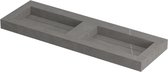 INK Pitch wastafel in keramische slab dubbel met drain en front en side skirts zonder kraangaten 140x45x9cm, armani grey mat