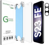 Geschikt voor 2+1 Magnetische OneTouch Compatibel met Samsung Galaxy S23 FE Screen Protector 2023 Gehard Glas + Camera Lens Protector Volledige