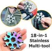 18 in 1 Multipocket Tool I 18 Functies I RVS I Multitool Sleutelhanger I Fietsgereedschap I Sneeuwvlok I Multicolor