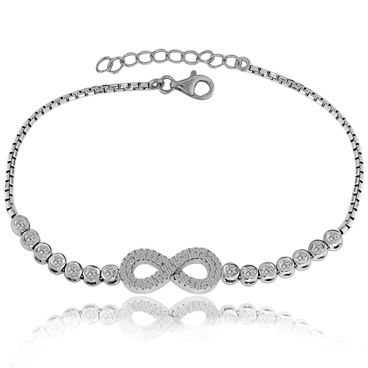 Juwelier Zwartevalk - Zilveren (gerhodineerd) infinity armband 23.286/17+3 cm-