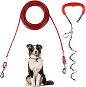Hondenlijn Met Grondpen - Grondpen Hend - Aanleglijn Hond - Grondpin hond - Aanlegspiraal Hond