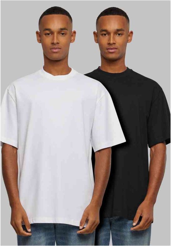 Urban Classics - Tall 2-pack Heren T-shirt - 4XL - Wit/Zwart