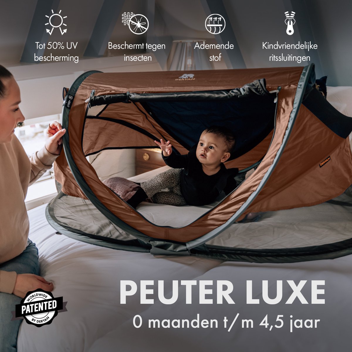 Deryan Peuter Luxe Campingbedje met Matras - Inklapbaar thumbnail 2
