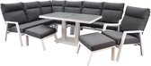 Pacific hoek dining loungeset 8 delig aluminium verstelbaar wit