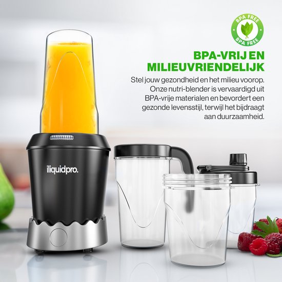 iliquidpro - Blender - incl. To Go Bekers - 1000W - 7-delig - Smoothie maker - Zwart van iliquidpro — afbeelding 5