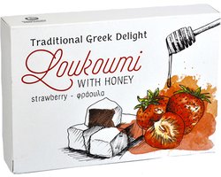 Melissokomiki Dodecanesse Loukoumi met honing en aardbeien | Geniet van Hemelse Zoetheid | Authentieke Griekse Lekkernij (150g)