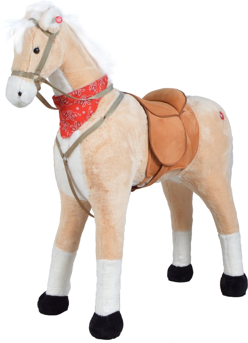 Pink Papaya Pluchen XXL 100 Cm Paard - Sternchen - Bijna Levensgroot Speelgoed Paard Om Op Te Rijden Staand Paard Xxl Speelgoed Paard Tot 100 Kg Belastbaar Paard Voor Kinderen Met Kleine Borstel