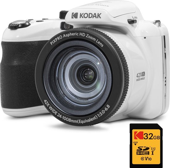 KODAK Pixpro Astro Zoom AZ425 - Appareil Photo Numérique Bridge, Zoom Optique 42X, Grand Angle de 24 mm, 20 mégapixels, LCD 3, Vidéo Full HD 1080p, Batterie Li-ION - Blanc