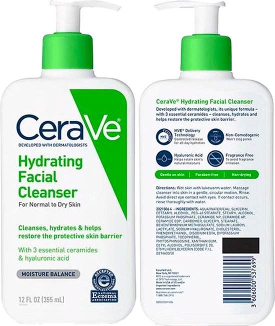 CeraVe Hydrating Facial Cleanser for Normal to Dry Skin - Reinigingsmelk -  Gezicht -... | bol