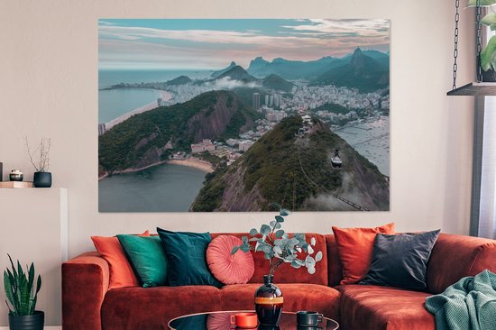 Paysage de montagne Rio de Janeiro toile 180x120 cm - impression photo sur toile peinture Décoration murale salon / chambre à coucher) / Villes toile Peintures XXL / Groot taille!